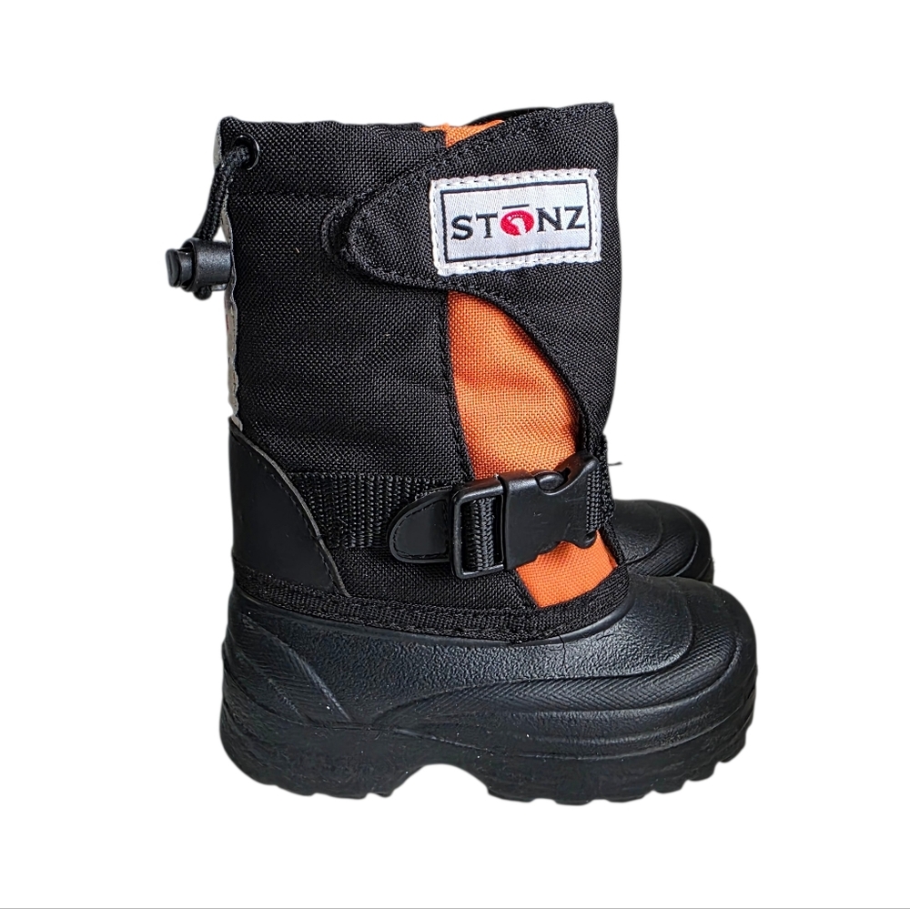 Stonz Trek Winter Boots Black Orange Sz 5 - Picture 2 of 11